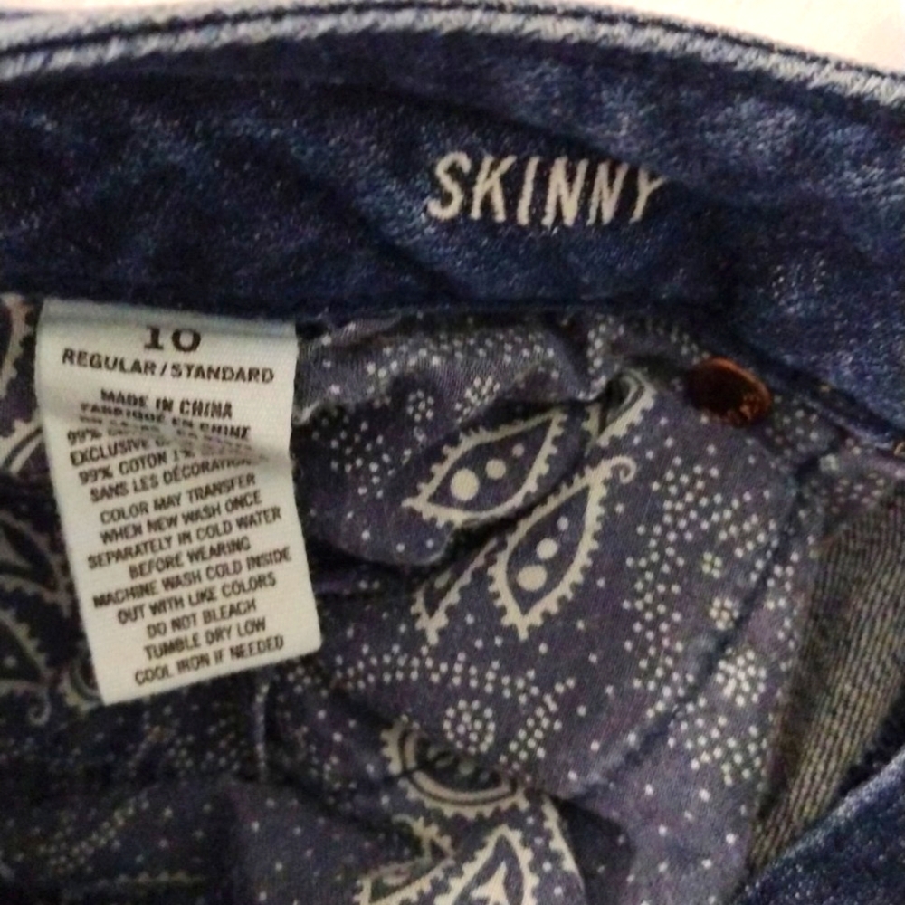 Woman's American Eagle Super Stretch Skinny Jeans Blue Denim Distressed size 10 - Picture 11 of 11